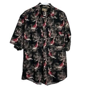 Natural Issue Sailboat All Over Print Shirt Men’s L 100% Cotton Relaxed Button